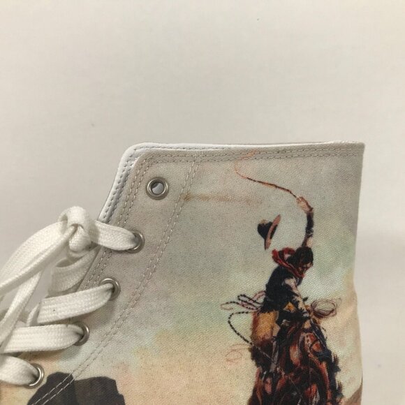 Rodeo Cowboy Scenic Canvas High Top Lace-Up Shoes M/W US 9/10 UK 8/8 EU 42/41 - Picture 12 of 16